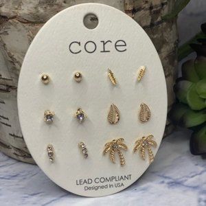 Palm & Leaf Stud Earring Set